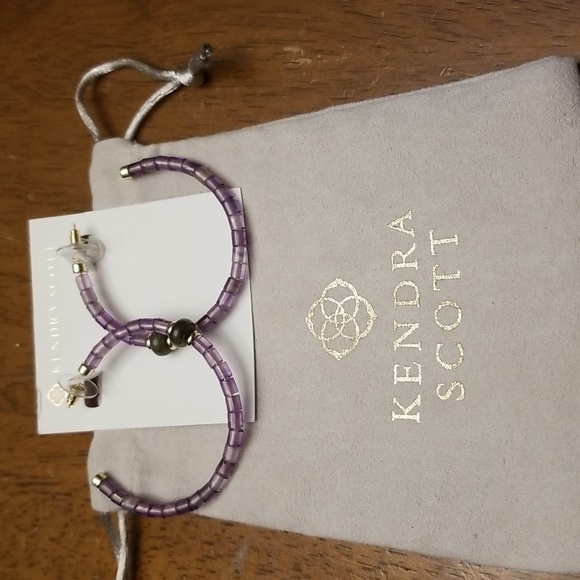 Kendra Scott purple amethyst Insley Hoop Earrings NWT - Picture 1 of 6